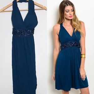 Dark Teal Halter Dress